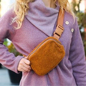 Maple Brown Sherpa Crossbody Sling Bag
